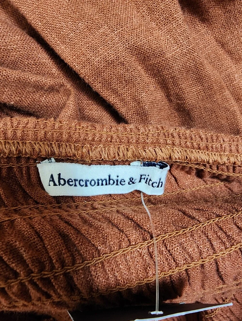 Abercrombie & Fitch Linen Blend Plunge Maxi Dress Large Tall NWT Rust Brown